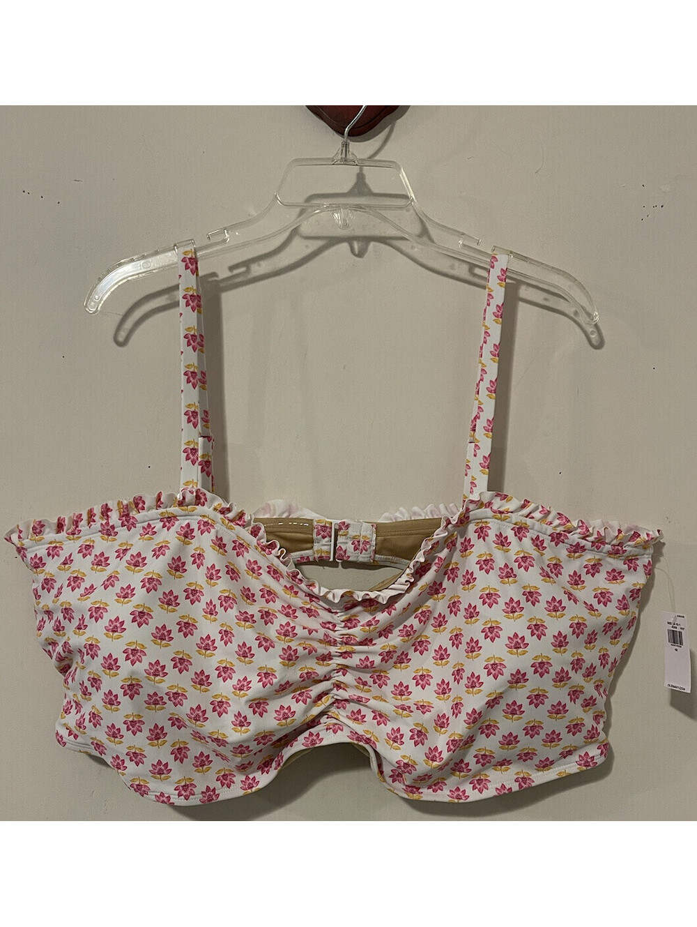 Old Navy Womens 4x White Floral Ruffled Removable-Padding Bikini Top NEW! A7173